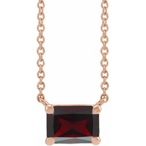 14K Rose Natural Mozambique Garnet 18" Necklace