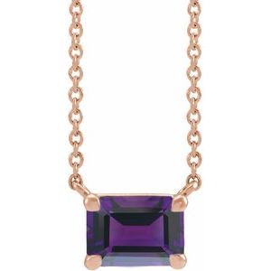 14K Rose Natural Amethyst 18" Necklace