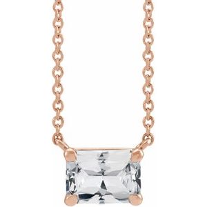 14K Rose Natural White Sapphire 18" Necklace