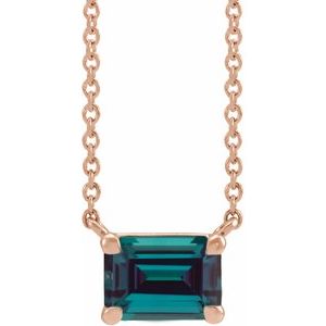 14K Rose Lab-Grown Alexandrite 18" Necklace