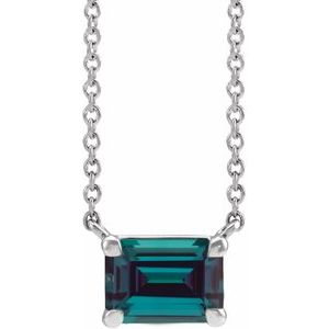 14K White Lab-Grown Alexandrite 18" Necklace