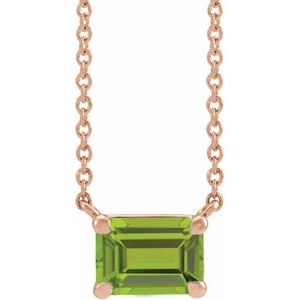 14K Rose Natural Peridot 18" Necklace