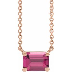 14K Rose Natural Pink Tourmaline 18" Necklace