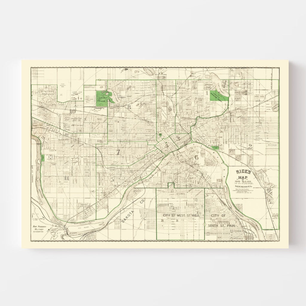 Vintage Map of St. Paul, Minnesota 1896