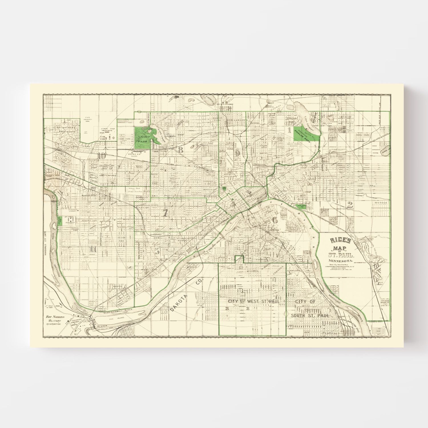 Vintage Map of St. Paul, Minnesota 1896
