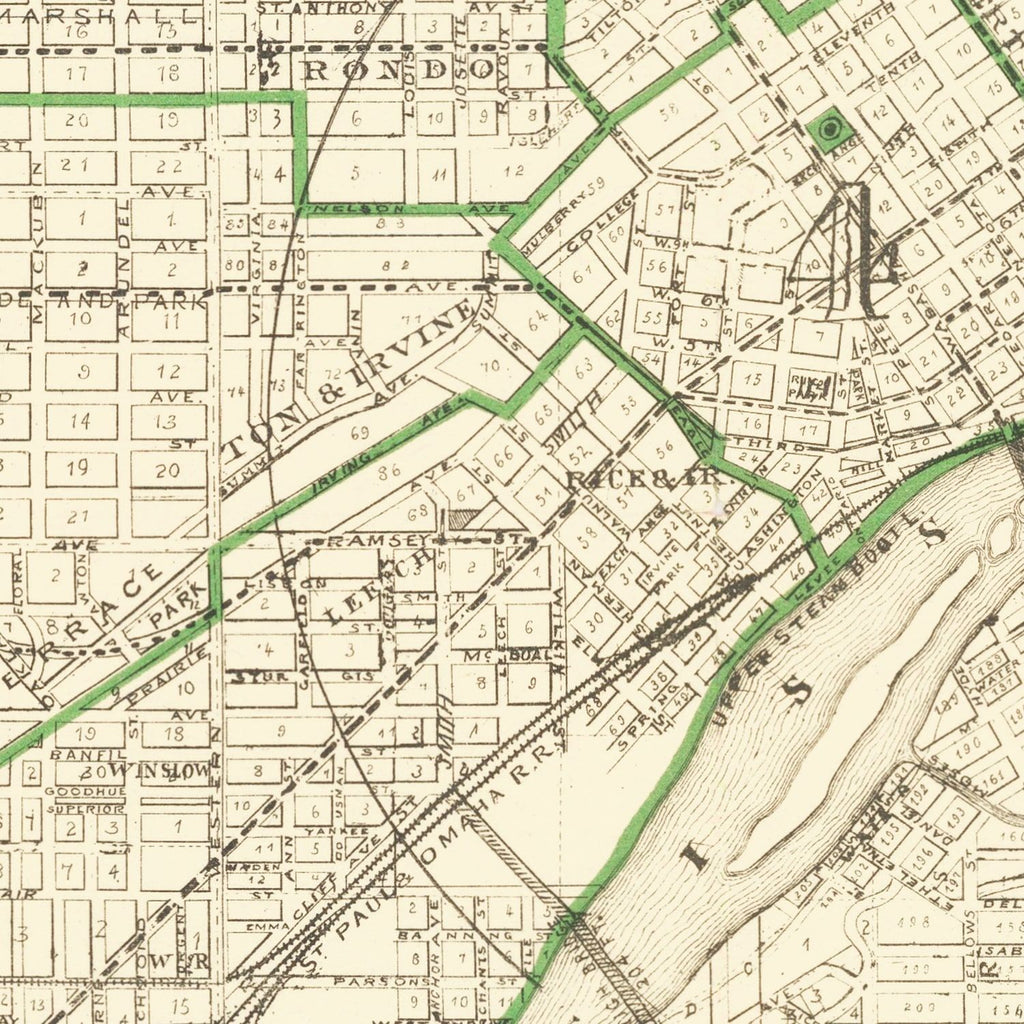 Vintage Map of St. Paul, Minnesota 1896