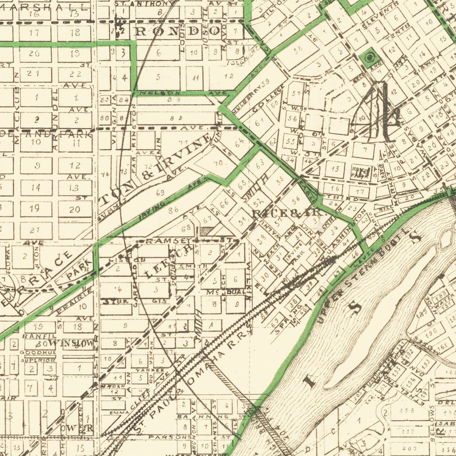 Vintage Map of St. Paul, Minnesota 1896