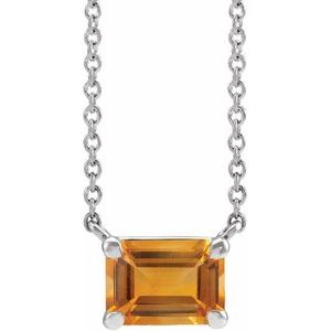 14K White Natural Citrine 18" Necklace