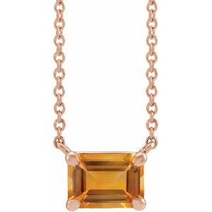14K Rose Natural Citrine 18" Necklace