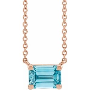 14K Rose Natural Blue Zircon 18" Necklace