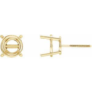 10K Yellow Gold 10 mm Round 4-Prong Lightweight Earring Mounting