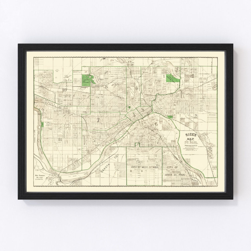 Vintage Map of St. Paul, Minnesota 1896