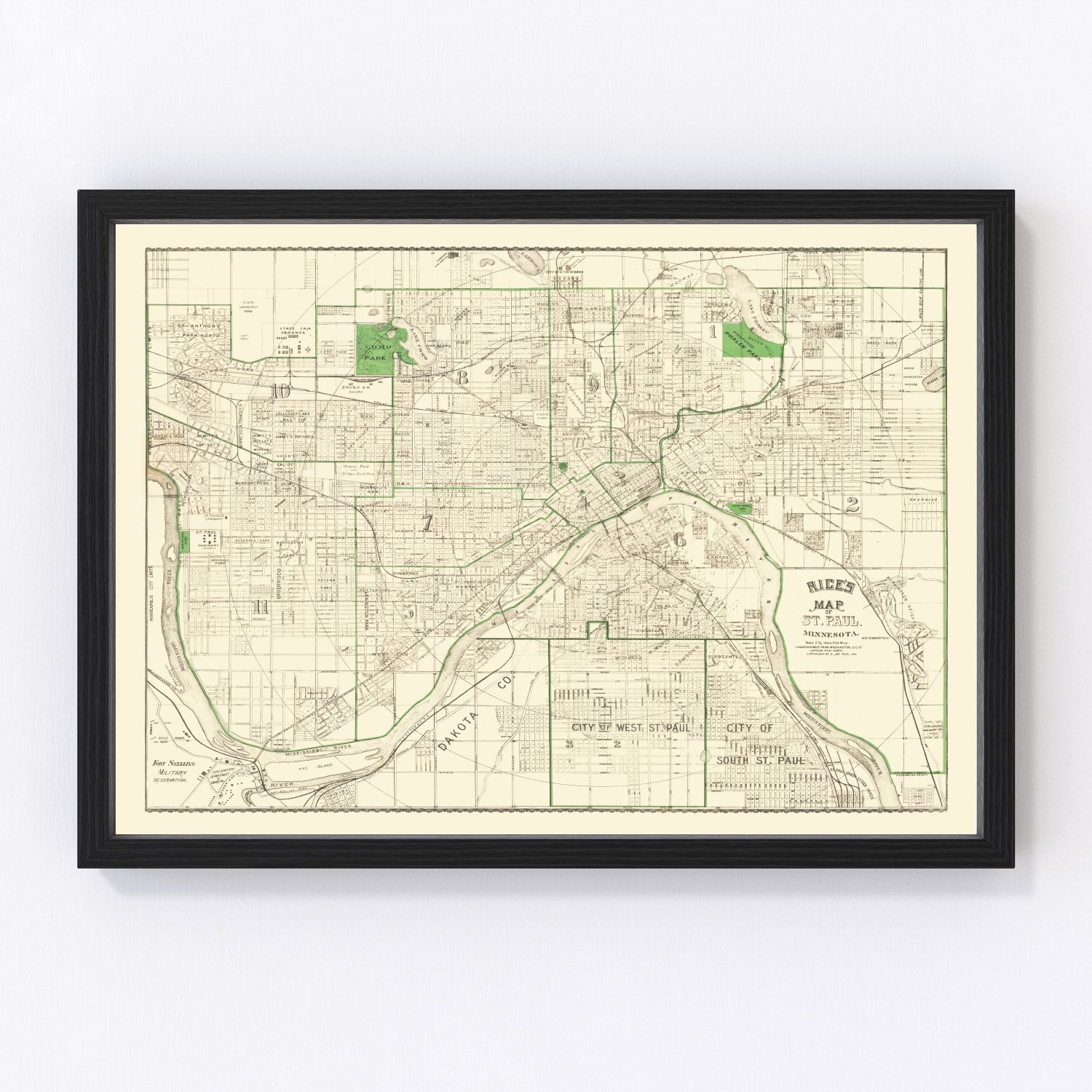 Vintage Map of St. Paul, Minnesota 1896