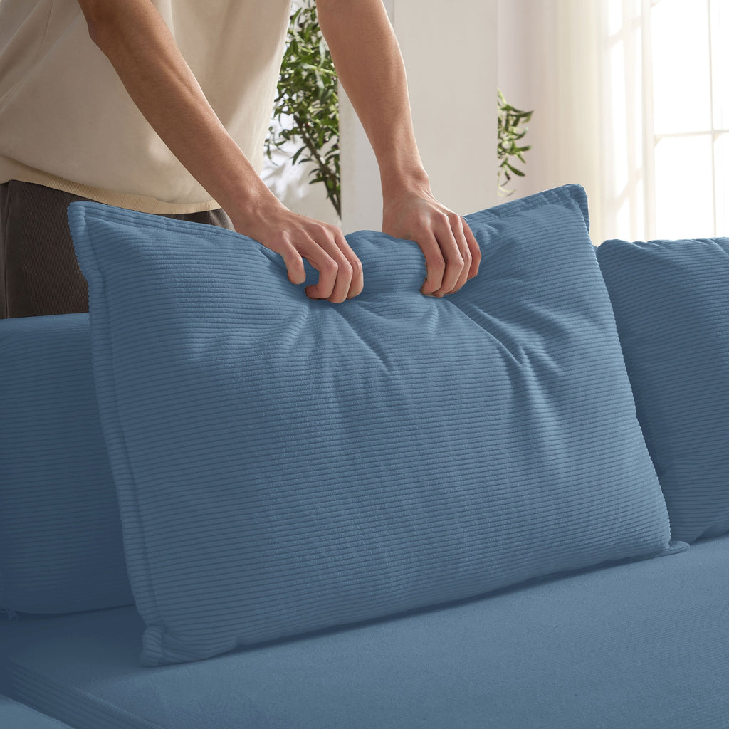 Oversized Upholstered Sectional Sofa Couch Set, Modular 118.2 ' L Shaped Floor Living Room Sofa Set With 6 Pillows, DIY Combination Sofa Couch for living rooms, apartments,bedrooms, Blue