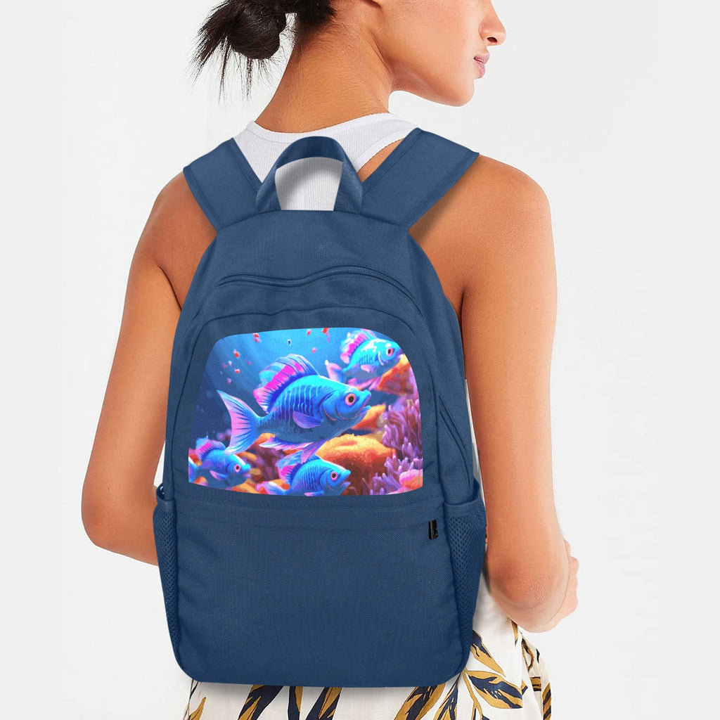 Blue Fish Casual Backpack | Upper Part Printing