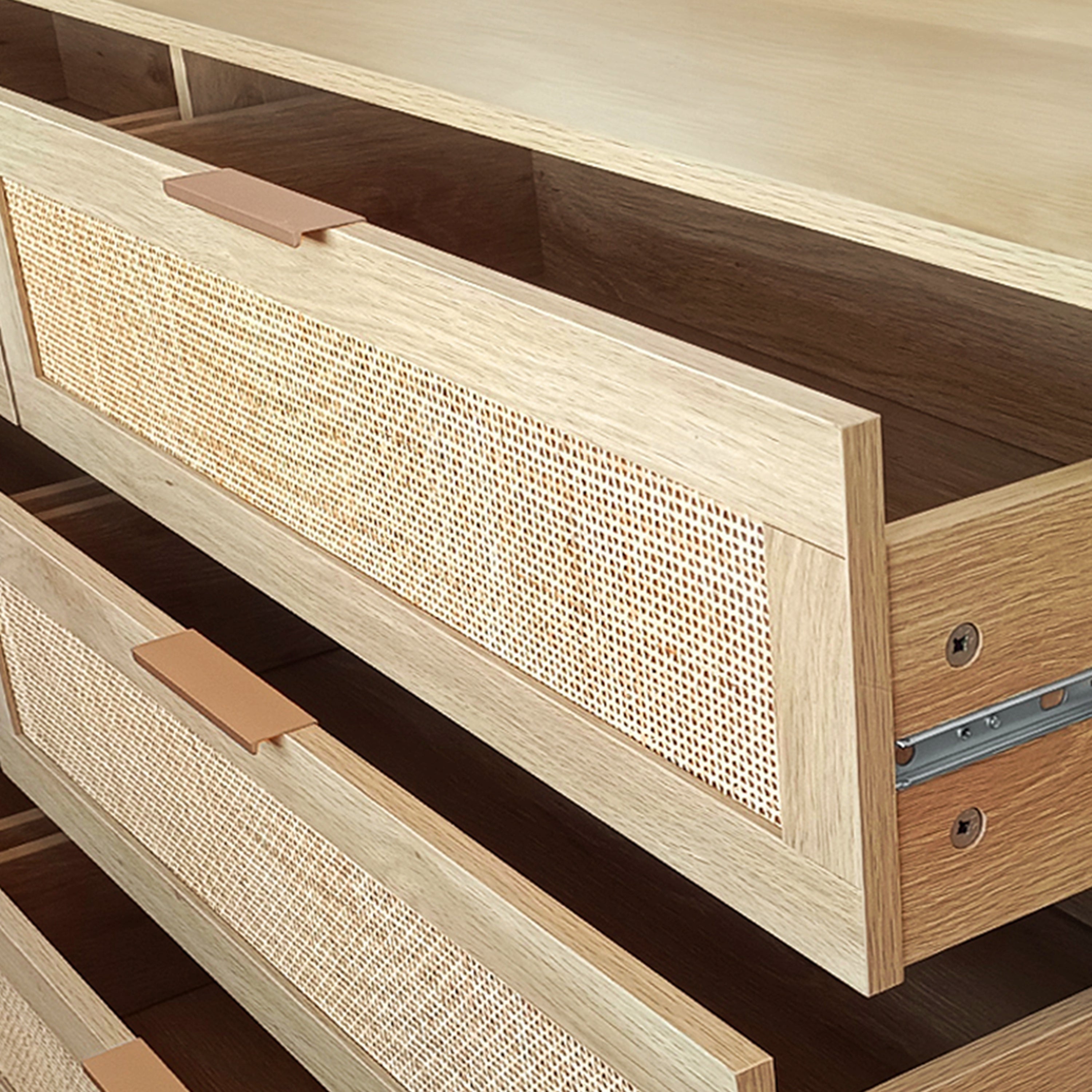 59.06'6-Drawers Rattan Storage Cabinet Rattan Drawer,for Bedroom,Living Room,Natural (Same SKU:W757121586)