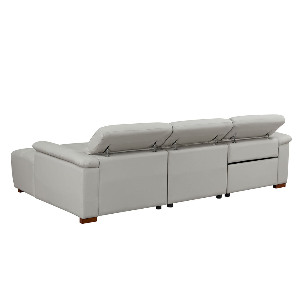 Wall-Hugger Reclining Sofa Modern Electric Control Genuine Leather L Shaped Couch,Lounge Seat Theater Seating Furniture with USB Port, Sofa with Headrest & Footrest for Living Room,Apartment,Office