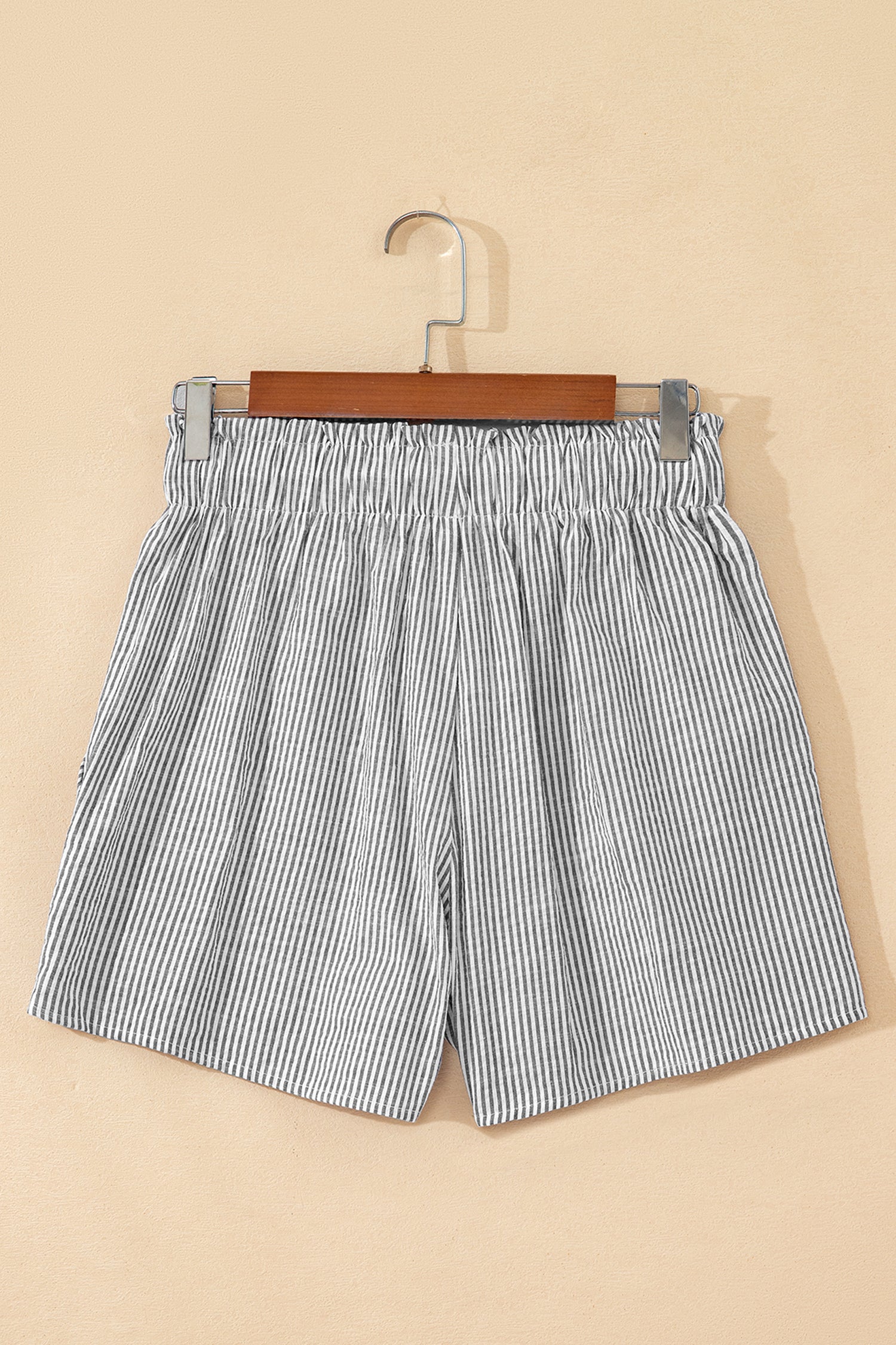 Stripe Lace-Up Elastic Waist Pocketed Shorts