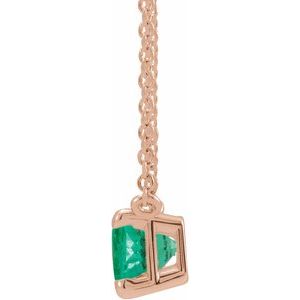 14K Rose Lab-Grown Emerald 18" Necklace