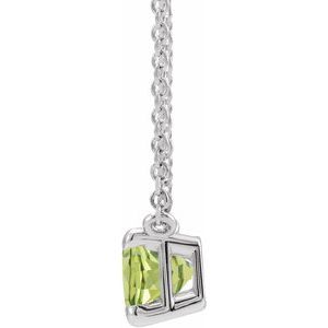 14K White Natural Peridot 18" Necklace