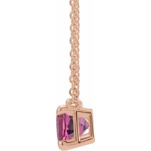 14K Rose Natural Pink Tourmaline 18" Necklace