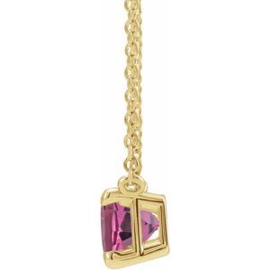 14K Yellow Natural Pink Tourmaline 18" Necklace