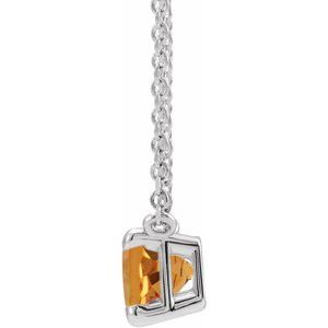 14K White Natural Citrine 18" Necklace