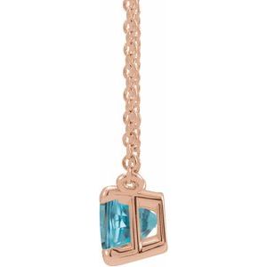 14K Rose Natural Blue Zircon 18" Necklace