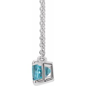 14K White Natural Blue Zircon 18" Necklace