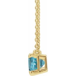 14K Yellow Natural Blue Zircon 18" Necklace