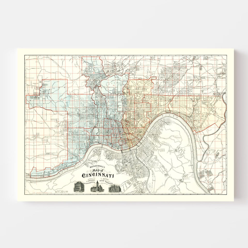 Vintage Map of Cincinnati, Ohio 1895