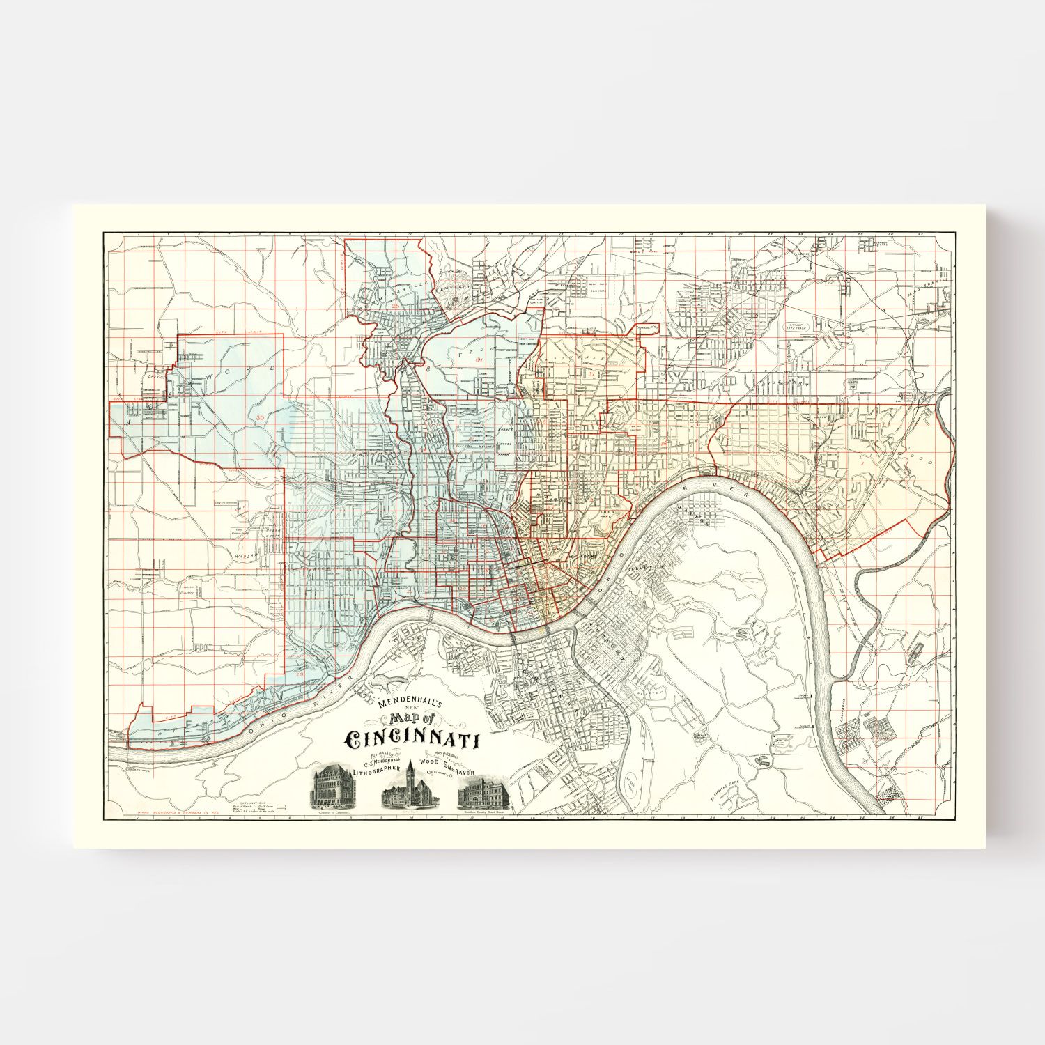 Vintage Map of Cincinnati, Ohio 1895