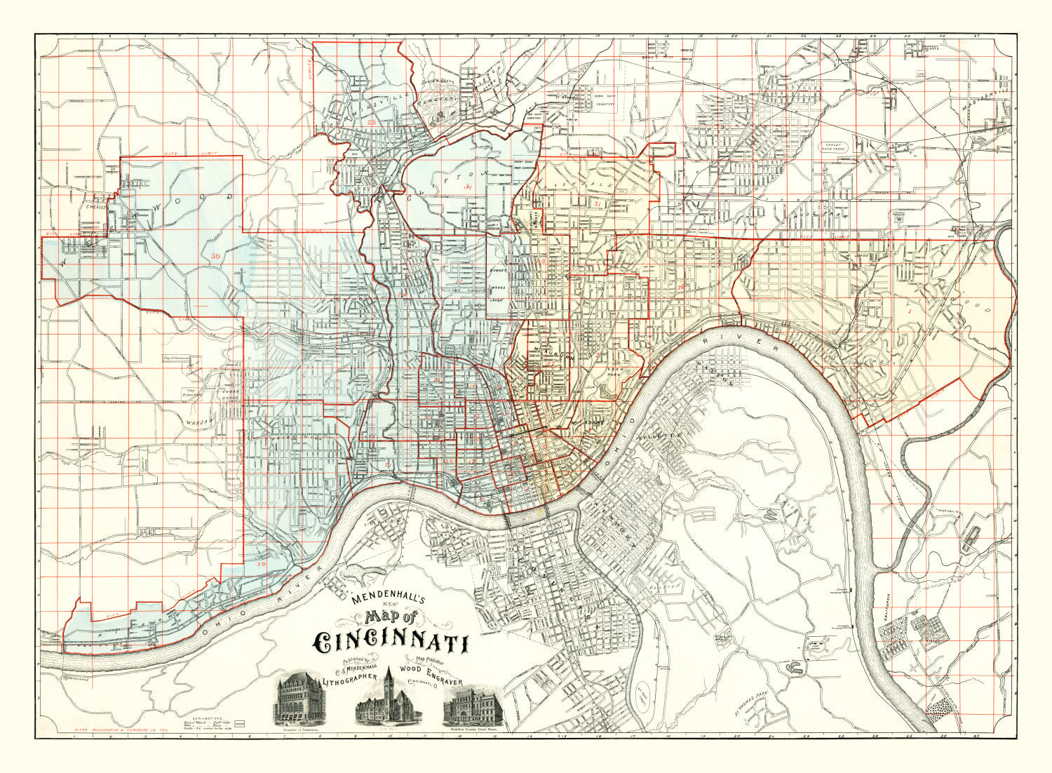 Vintage Map of Cincinnati, Ohio 1895