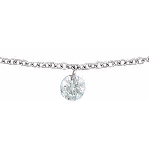 14K White Gold 1/6 CT Drilled Natural Diamond Solitaire 6 1/2-7 1/2" Bracelet – image 2