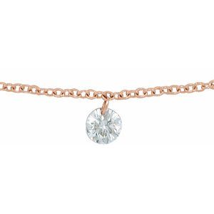 14K Rose Gold 1/6 CT Drilled Natural Diamond Solitaire 6 1/2-7 1/2" Bracelet – image 2