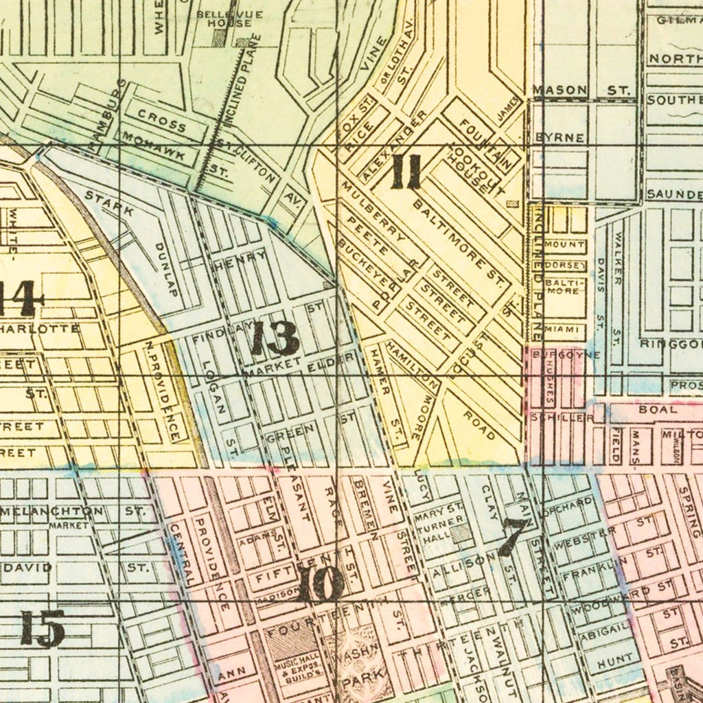 Vintage Map of Cincinnati, Ohio 1875