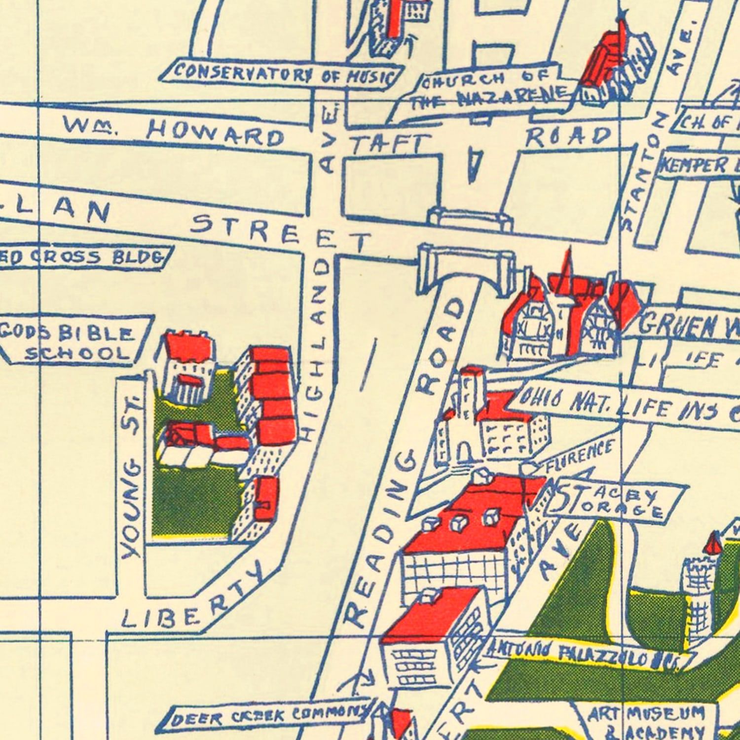 Vintage Map of Cincinnati, Ohio 1940