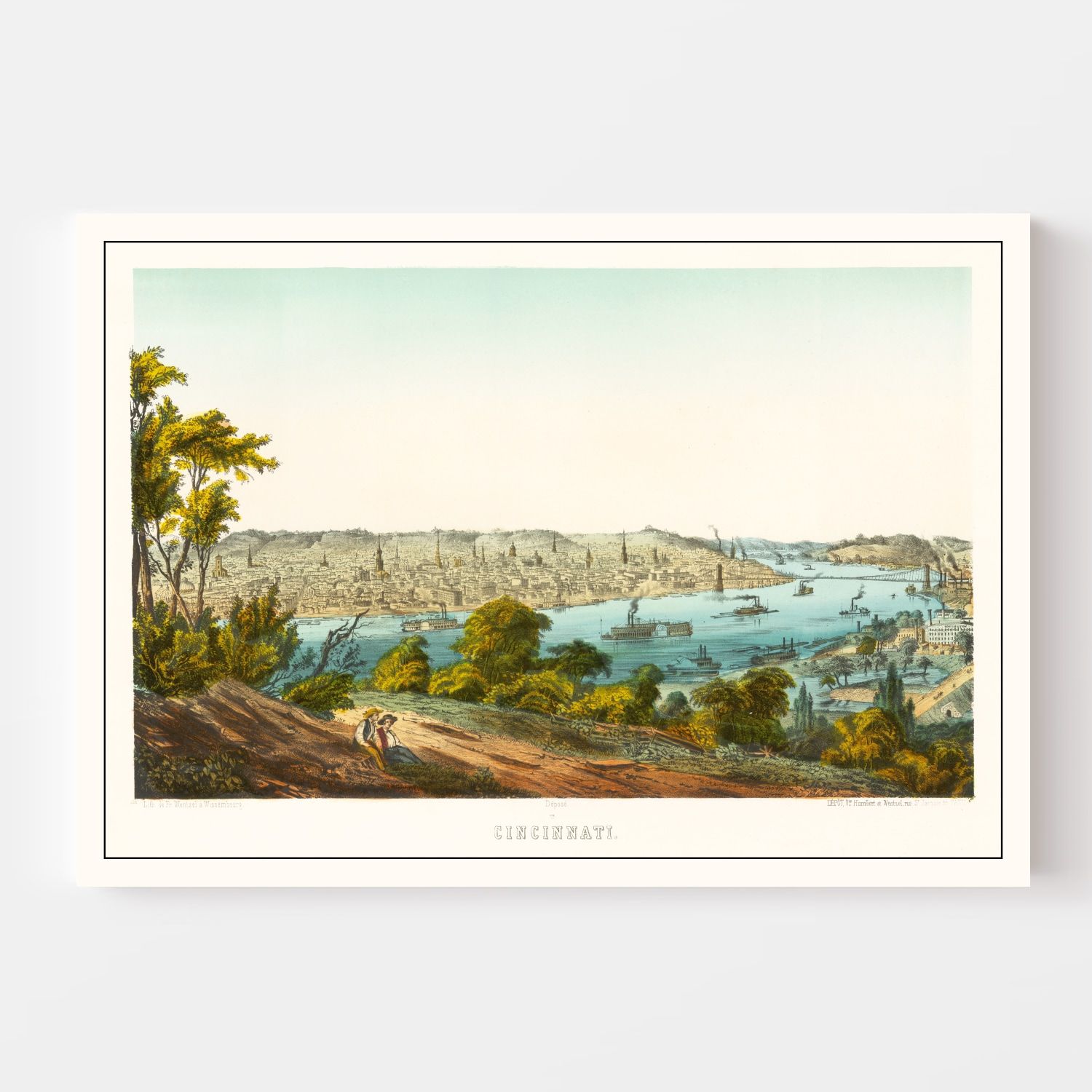 Vintage Map of Cincinnati, Ohio 1867