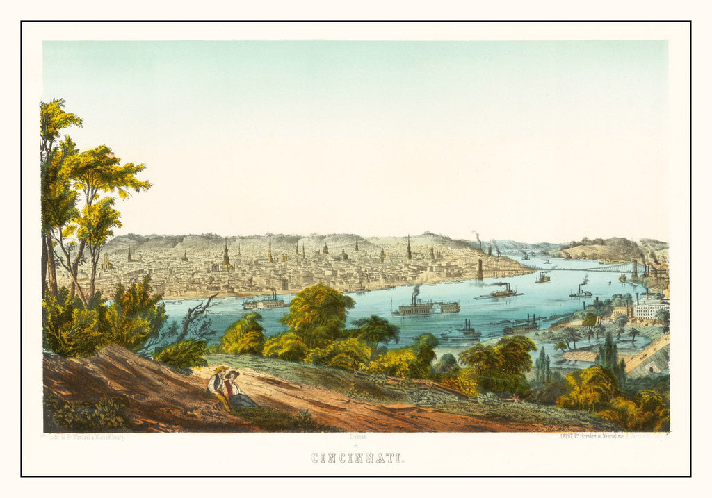 Vintage Map of Cincinnati, Ohio 1867