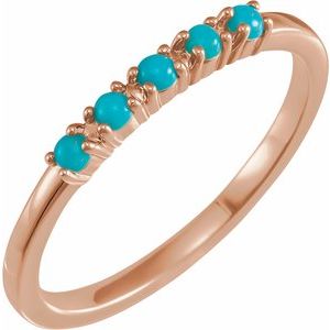 14K Rose Gold Natural Turquoise Cabochon Stackable Ring