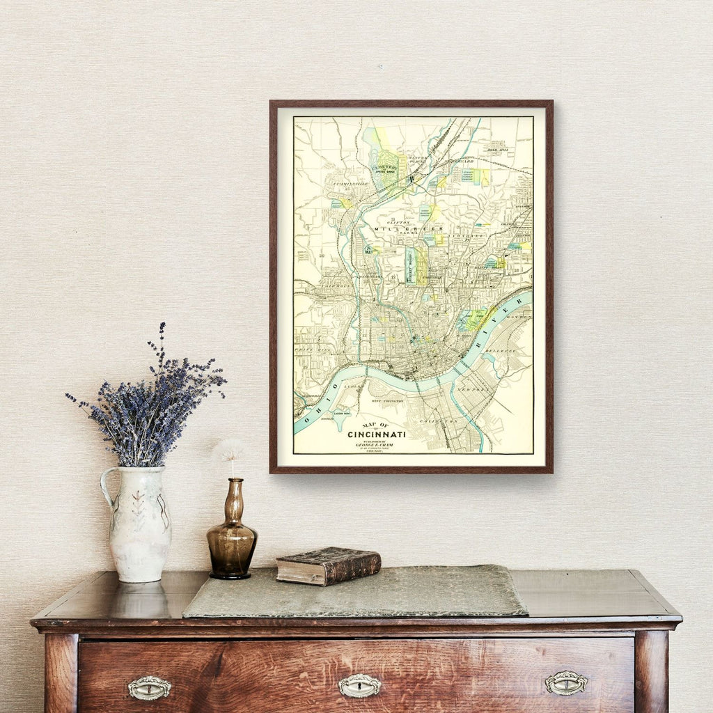 Vintage Map of Cincinnati, Ohio 1895