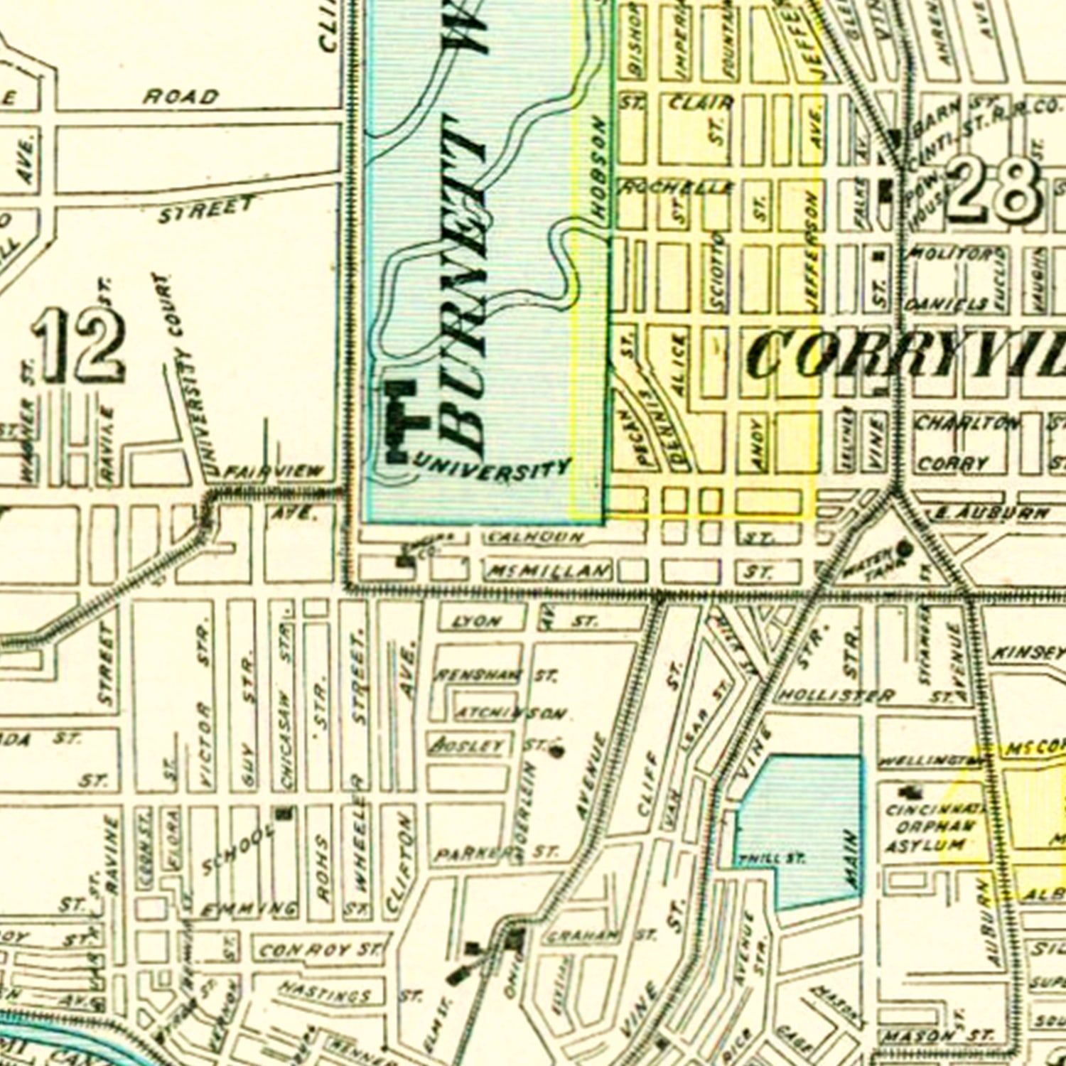 Vintage Map of Cincinnati, Ohio 1895