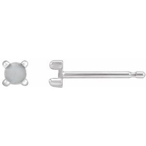 Platinum 3 mm Round Rose-Cut 4-Prong Claw Earring Mounting