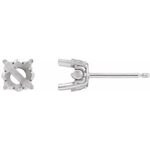 14K White Gold 5.5 mm Round Floral Earring Mounting