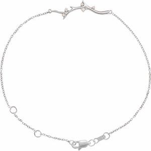 14K White Gold .06 CTW Natural Diamond Branch Bar 6 1/2-7 1/2" Bracelet