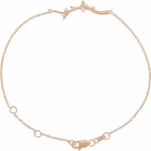 14K Rose Gold .06 CTW Natural Diamond Branch Bar 6 1/2-7 1/2" Bracelet