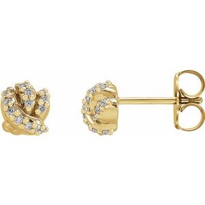 14K Yellow Gold .07 CTW Natural Diamond Knot Earrings