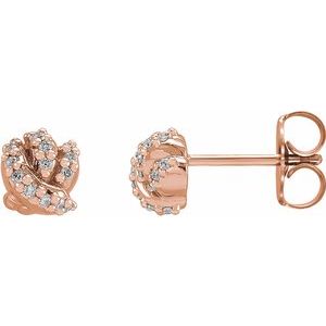 14K Rose Gold .07 CTW Natural Diamond Knot Earrings