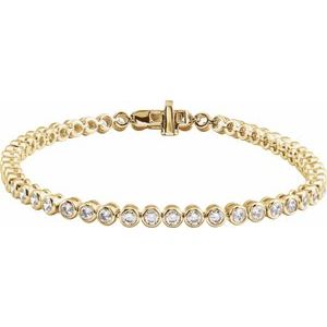 14K Yellow Gold Vermeil 3 1/2 CTW Lab-Grown Diamond Bezel-Set 7" Bracelet