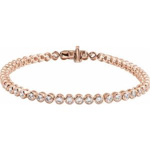 14K Rose Gold 3 1/2 CTW Lab-Grown Diamond Bezel-Set 7" Bracelet